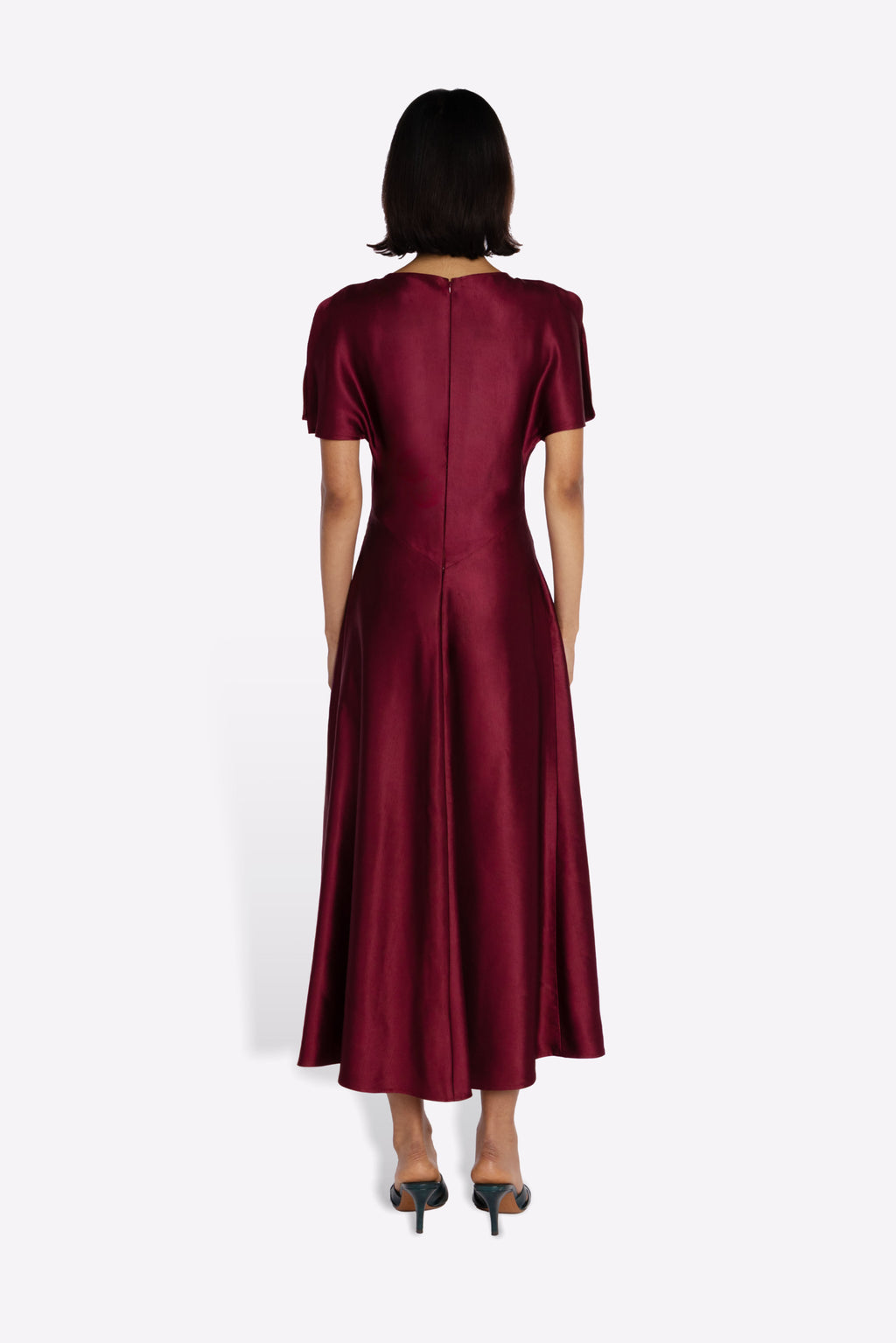 LEVY DRESS IN MAROON MODEL BACK