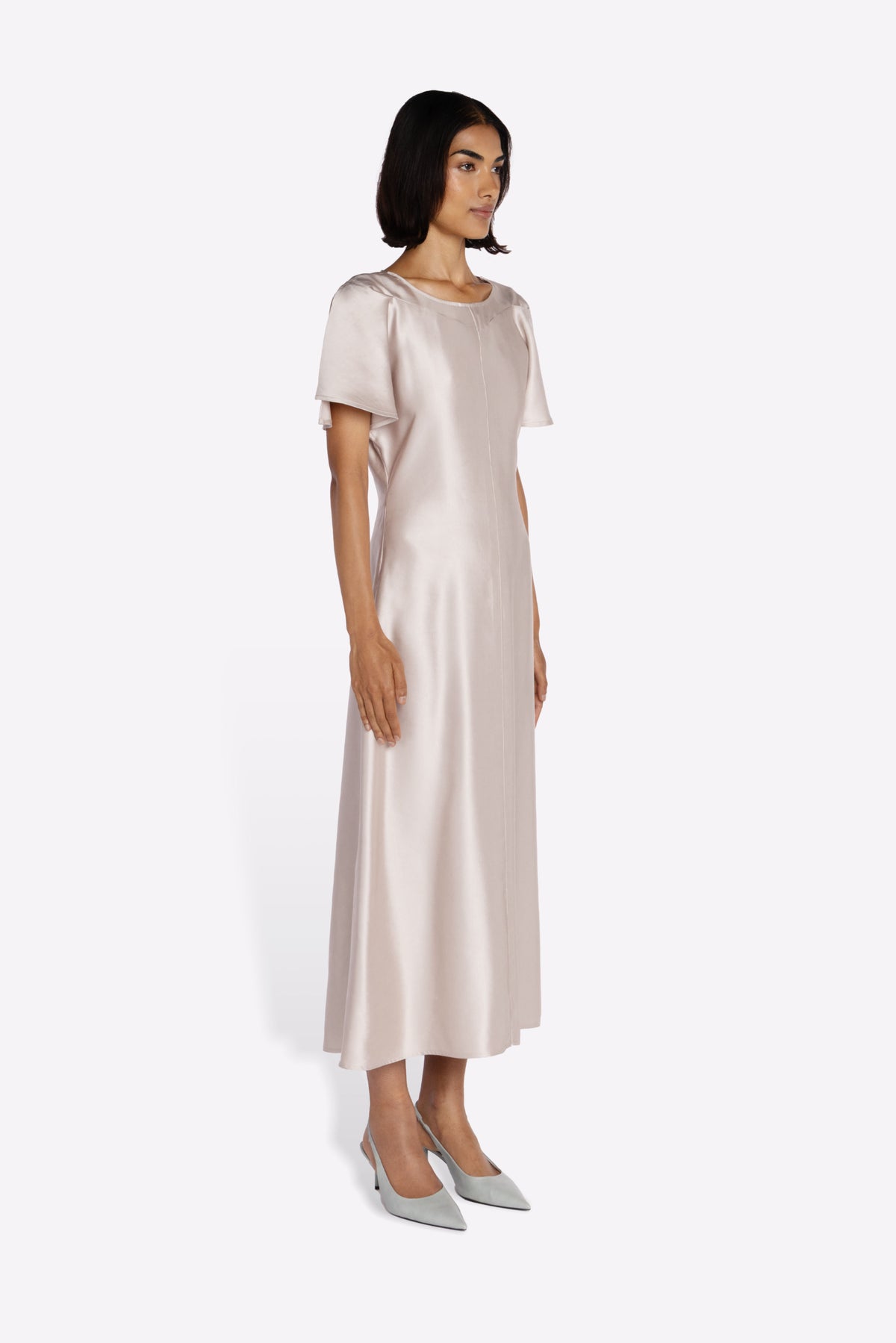 LEVY DRESS IN PEARL MODEL SIDE