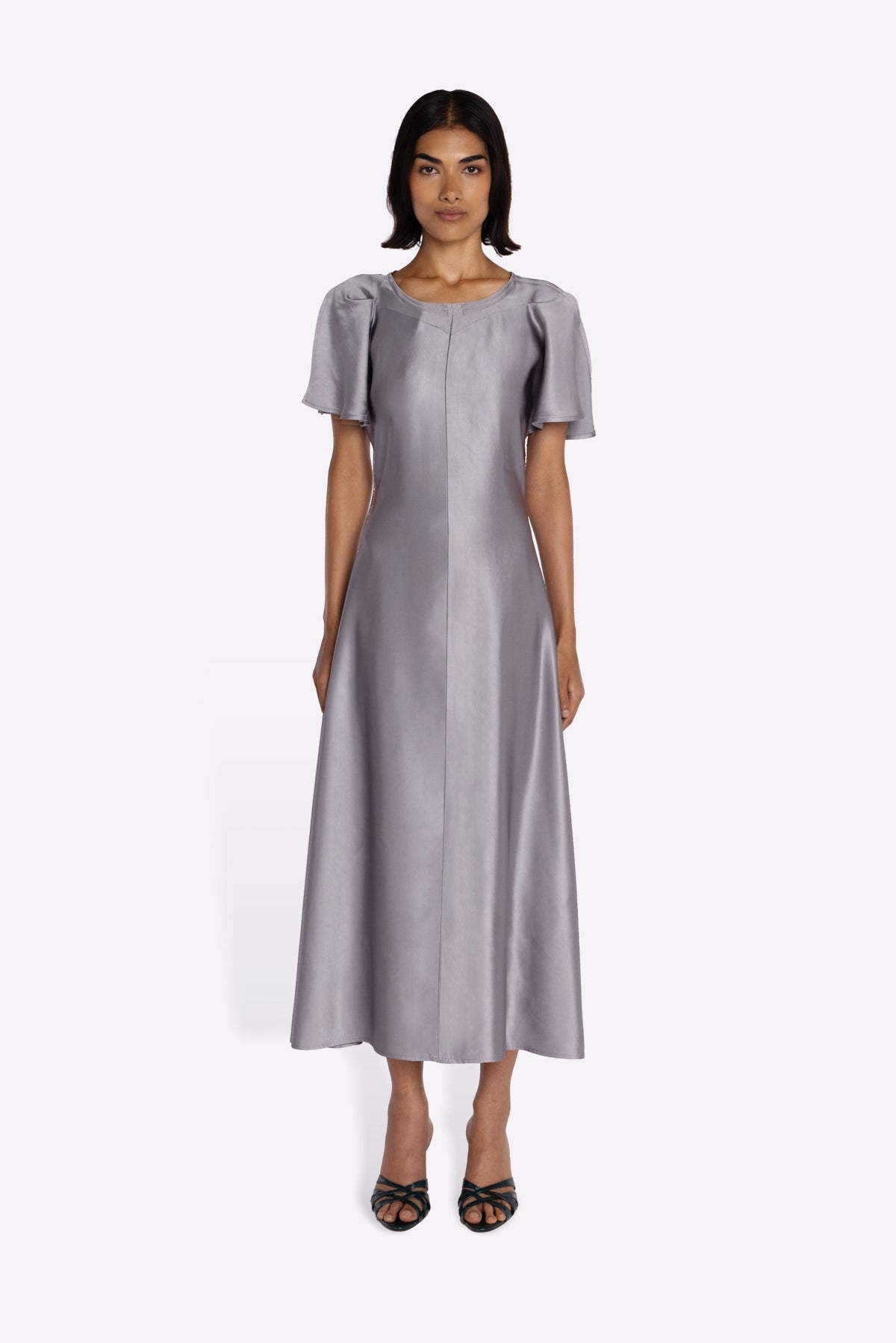 LEVY DRESS IN STEEL MODEL FRONT